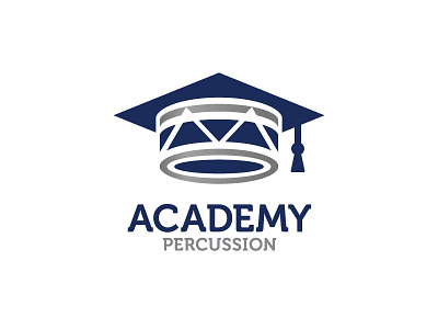 Academy Percussion academy drum education graduation cap logo symbol icon mark music percussion university