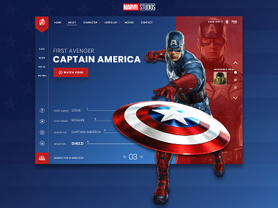 Captain America adobe adobe photoshop branding dailyui design hero area hero section landing page design ui ux web web templates webdesign