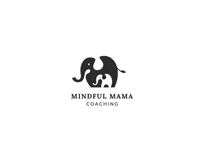 Mindful Mama elephant logo geometric icon minimal negetive space simple logo