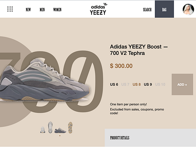 Yeezy - Shopping aftereffects animation branding design graphicdesign illustration principle shopping ui ux web webdesign yeezy