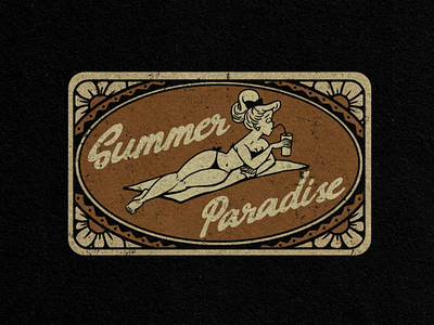 Summer Paradise beach chill illustration logo summer vintage