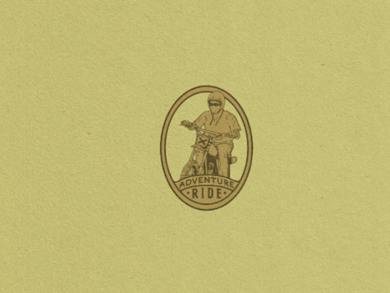 Adventure motorcycle hand drawn logo illustration vintage