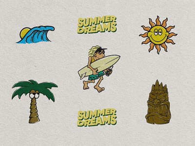 Summer Dreams illustration palm summer surf tiki vintage wave