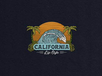 California Life Style apparel design beach california design handdrawn illustration wave