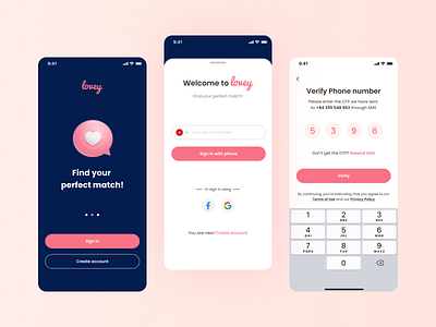 [Daily UI] Sign in form in mobile with OTP daily ui dating app design pink sign in sign in forrm ui ux
