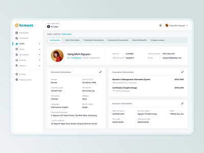[Daily UI] User profile in HRM web app daily ui design hr hr management hrm human resources ui user user detail user profile ux web app