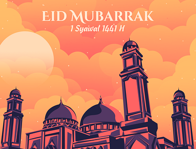 Eid Mubarrak design flat illustration vector