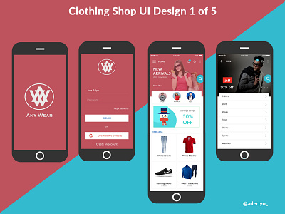 Clothing Shop (Any Wear) Mobile UI Design 1 of 5 app branding design illustration ui ux vector web