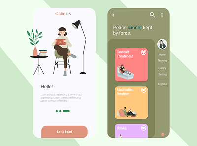 Third Self-Design : CalmInk app branding design illustration mobile app ui