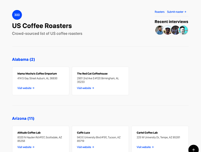 US Coffee Roasters header blog coffee design website