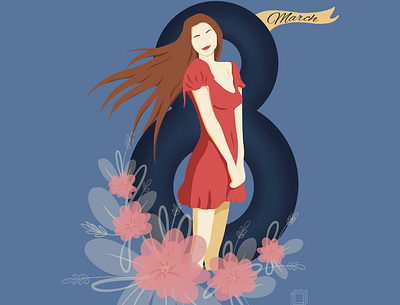 International Women's Day art artwork brush color design girl graphic illustration painting procreate sketch ui vector woman