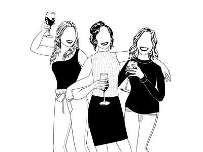 Cheers adobeillustrator blackandwhite createeveryday digitalart graphicdesign illustration procreate sisters