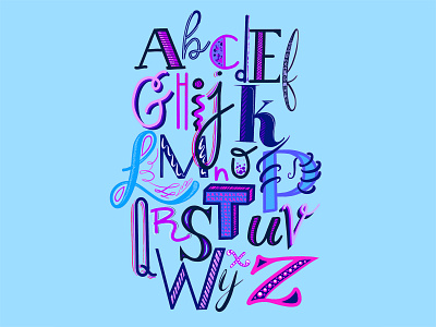 ABC's cool colors design digitalart funky handlettering procreate typography