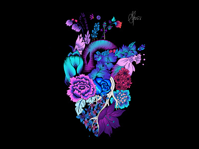 Intricacy beauty cool colors creative flowers gradient heart illustration procreate