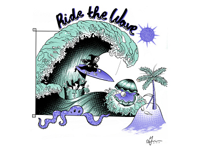 Ride The Wave digital fun illustration procreate summer surf