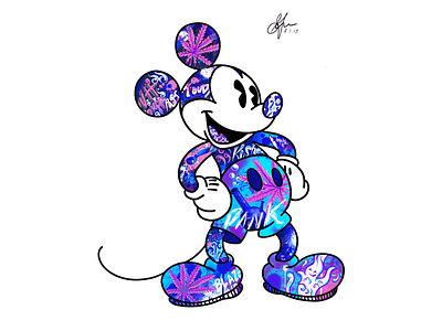 Mickey 2.0 adobephotoshop art cartoon character color design fun hand drawn illustration mickeymouse procreate psychadelic weed