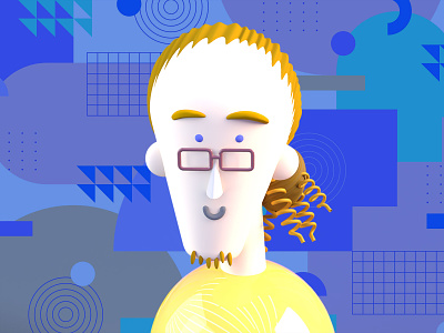 Mr.J 3d blue design dimension face illustration man