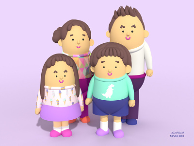 Inada Family 3d design dimension family illustration people purple
