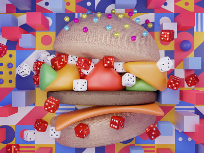 AdobeMax 2021 Max Challenge 3d colorful design hamburger illustration