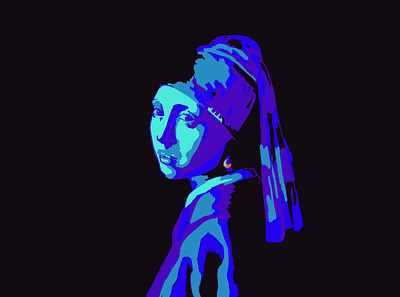 Girl with a Pearl Earring adobe fresco blue dark design illustration