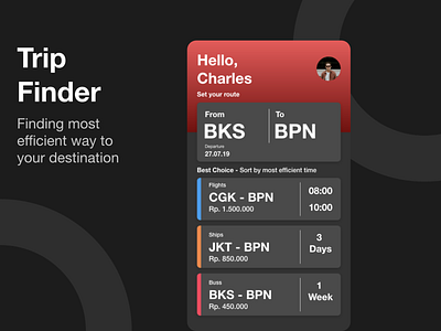 Trip Finder - Dark Mode adobe xd dark mode gits indonesia gradients mobile app design seninkamisdesign transportation travel app uidesign
