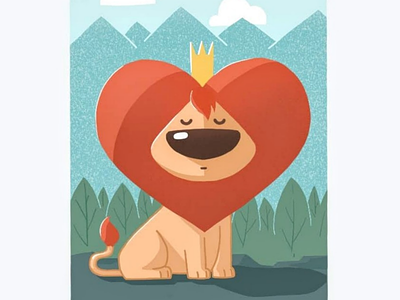 Valentine's Day animal character cute design heart illustration ipad king lion procreate valentines