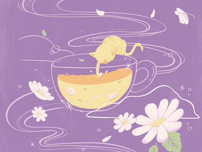 Catmomile Tea illustration procreate