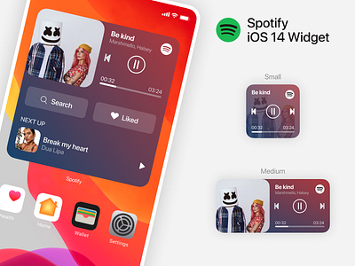 iOS 14 - Spotify Widget 14 ios minimal music spotify ui widget