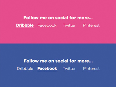 Social profile link concept blue color dribbble effect facebook fade flat follow hover list social
