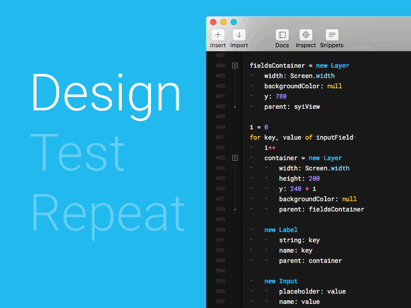 Design -> Test -> Repeat code design flow framer iteration js prototiping prototype test ui user ux