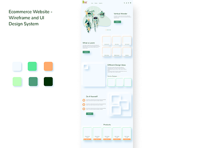 Vertical Gardens - Ecommerce Website Wireframe and UI System design designsystem neumorphism uiux uiuxdesign webdesign wireframe