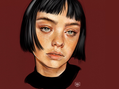 Girl digital portrait drawing girl illustration