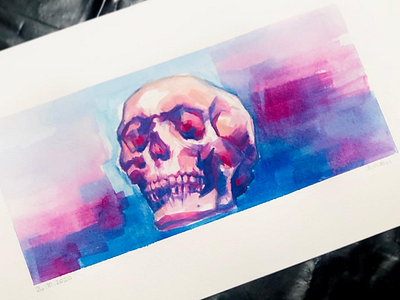 Watercolor skull painting