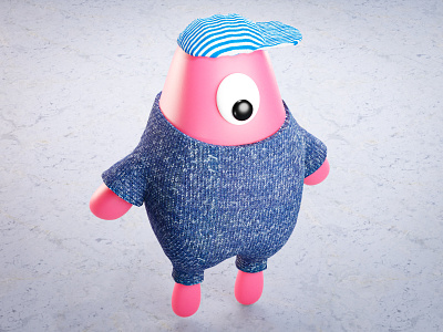 Han 3d blender3d character creature cute daily fabric marble monster pink textures tiny
