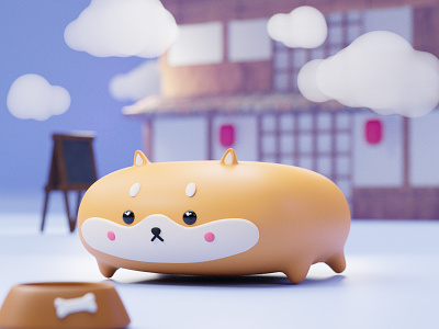 wide shiba inu ^__^ 3d art blender3d cute character dog doge dogecoin illustration japan kawaii shiba inu wide