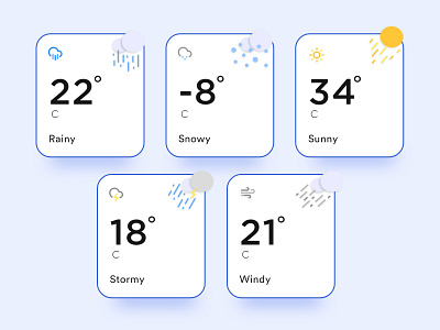 Weather Cards design flat illustration minimal typography ui ux vector web website