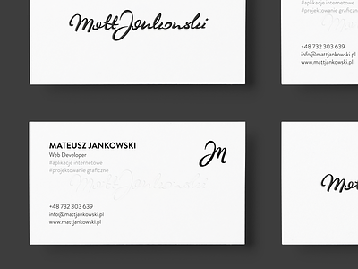Matt Jankowski - business cards business calligraphy cards jankowski laminated letterpress logo matt relief typography