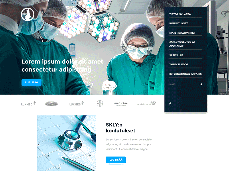 SKLY association blue dark doctors finnish gradient lung medical shadows skly webdesign website