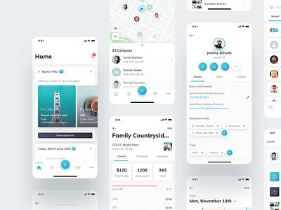 KW Command Mobile Part 2 agent android artificial intelligence blue calendar campaigns collection contacts home ios map minimal mobile react native real estate teal typography ui voice assistant white