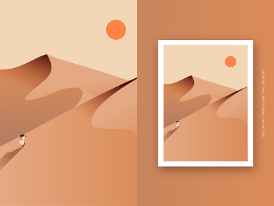 Walking through the desert adobe adobe illustrator artwork colors desert design dunes graphicdesign illustration illustrator poster sand sunset vector