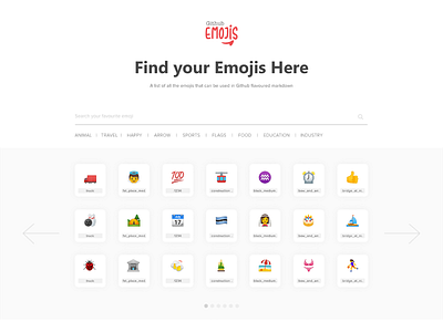 Github emojis search page emojis github icons landing page logo typogaphy uidesign uxdesign website