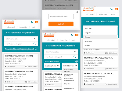 Mobile responsive search/locate cashless hospital