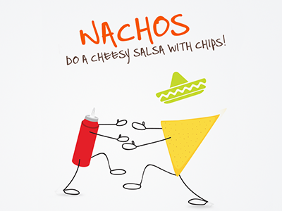 Salsa-nachos cheesy chips food hat illustration illustrator line art mexican nachos salsa sauce vector
