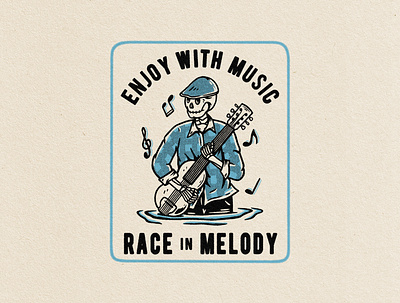 Race In Melody apparel design artwork badge design clothing design distressedunrest graphic design illustration tshirtdesign vintage vintage design