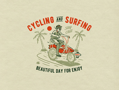 Cycling &Surfing apparel design badge design clothing design distressedunrest graphic design illustration surfapparel tshirtdesign vintage vintage design