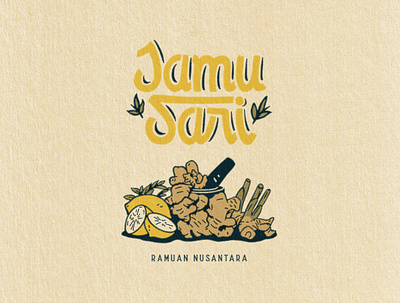 JAMU SARI artwork badge design branding design distressedunrest graphic design illustration logo vintage vintage design