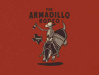 Armadillo Rodeo apparel design artwork badge design branding distressedunrest graphic design illustration tshirtdesign vintage vintage design