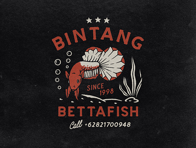 BINTANG BETAFISH badge design branding clothing design distressedunrest graphic design illustration logo outdoor badge tshirtdesign vintage vintage design