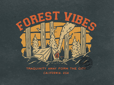 FOREST VIBES apparel design artwork badge design branding clothing design graphic design illustration tshirtdesign vintage vintage design