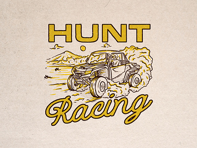 HUNT RACING apparel design badge design branding distressedunrest graphic design illustration outdoor badge tshirtdesign vintage vintage design